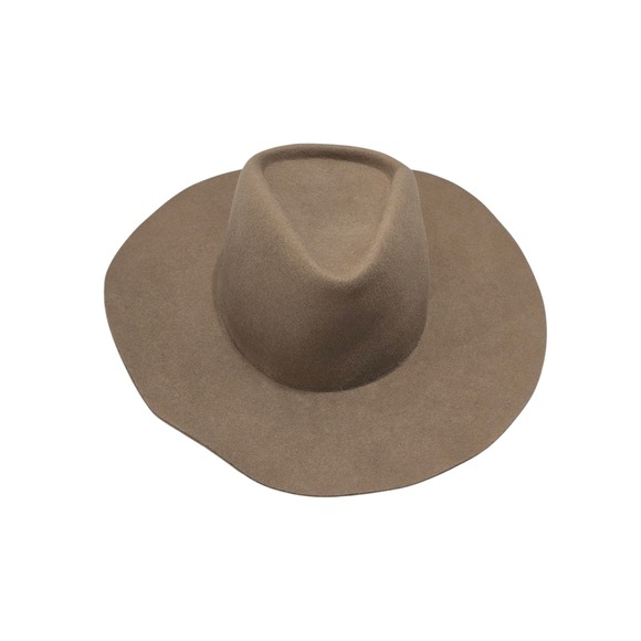 Gigi Pip Tan 100% Australian Wool Wide Brim Fedora Hat Size 59 Camel Boho main image 7